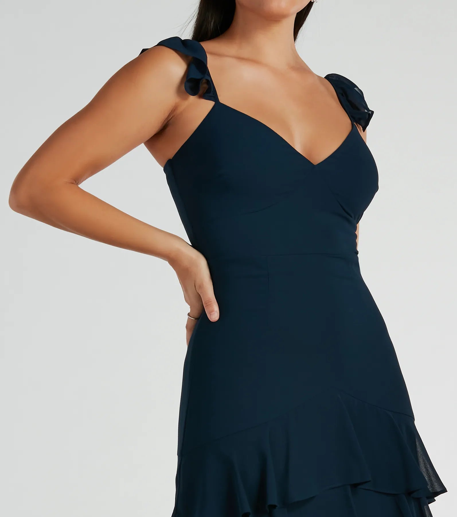 Adalee Flutter Strap Ruffled Chiffon Formal Dress - Image 7