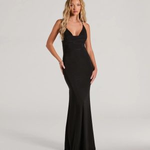 Sheila Halter Strappy Back Slit Mermaid Formal Dress