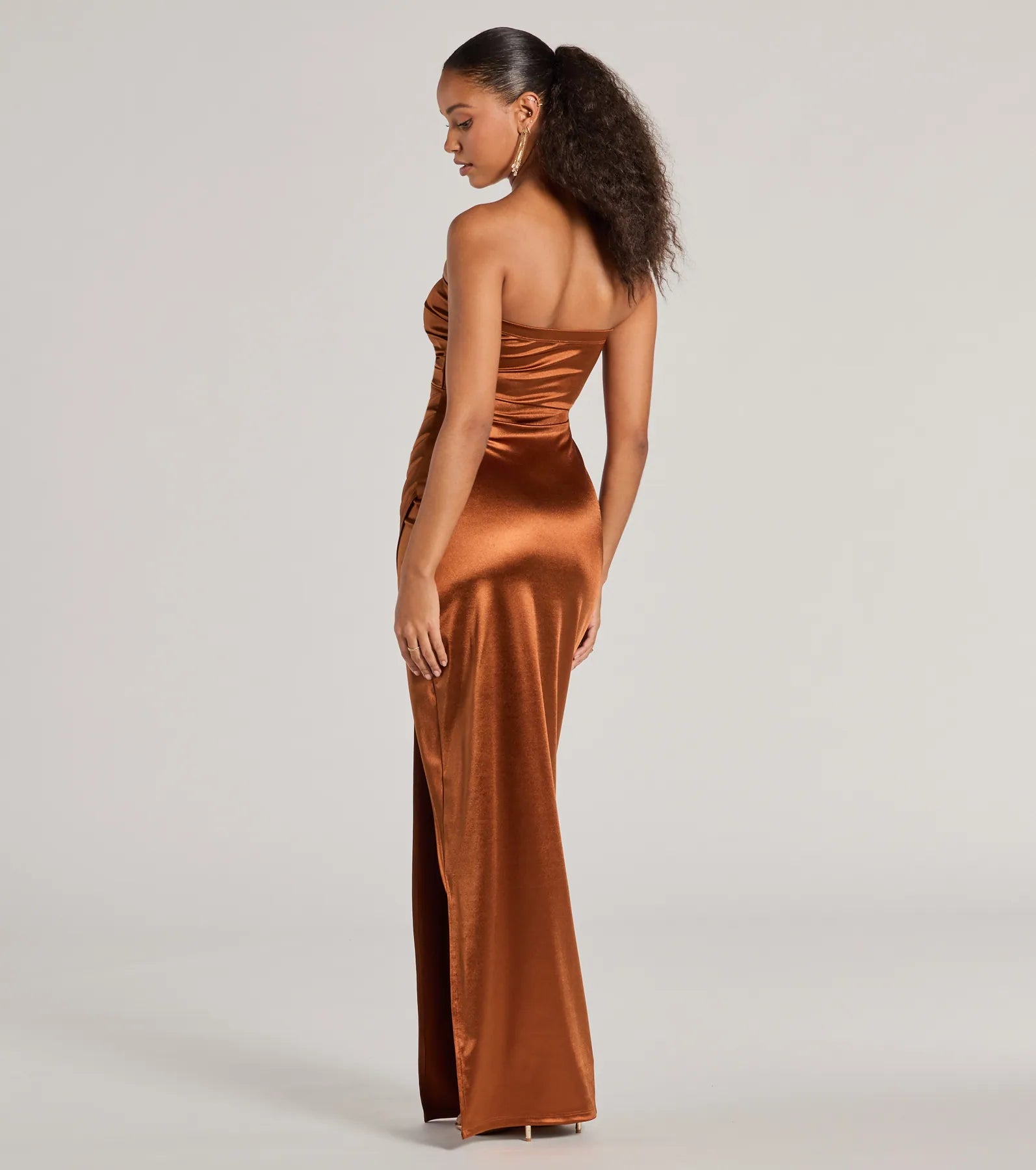 Lauren Strapless Wrap Slim Satin Formal Dress - Image 2