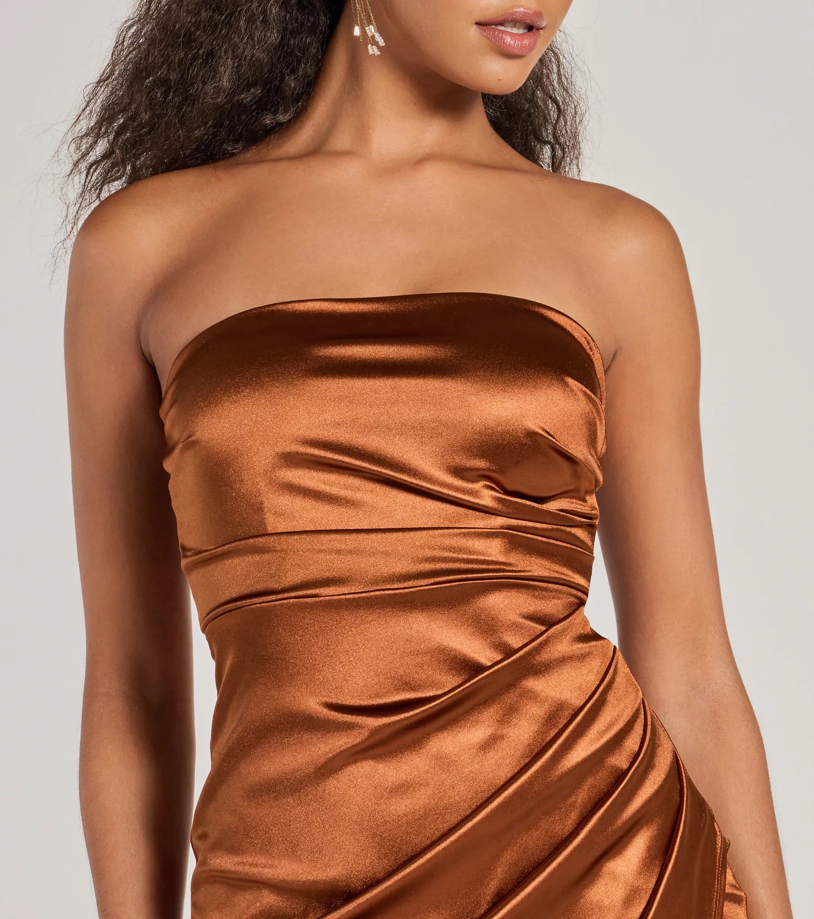 Lauren Strapless Wrap Slim Satin Formal Dress - Image 3