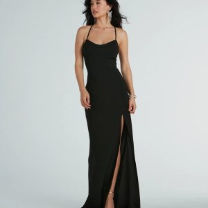 Brianna Strappy Back Mermaid Crepe Formal Dress