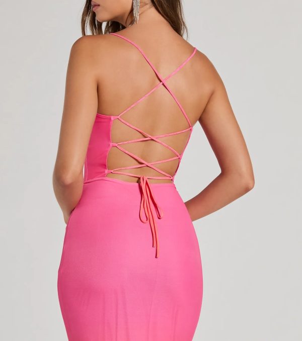 Emmalyn Ombre Mesh Lace-Up Mermaid Dress - Image 3