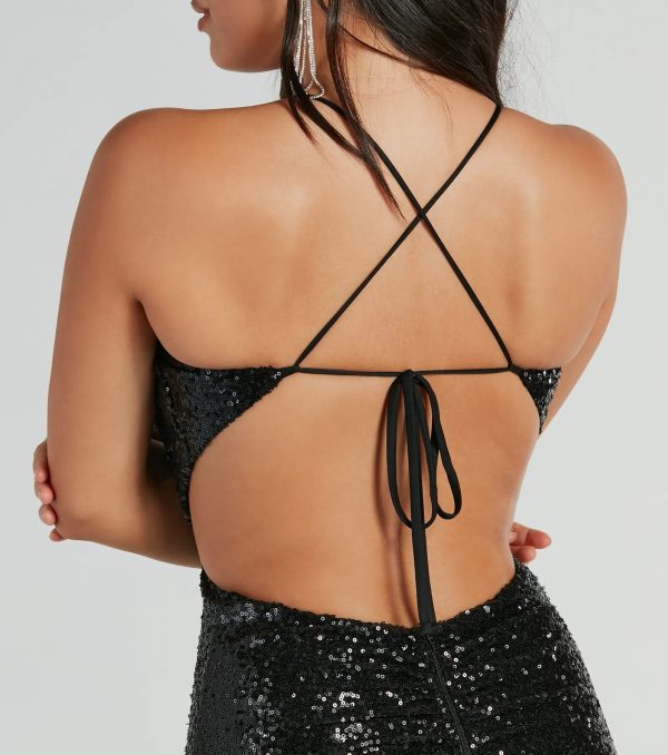 Rosalina Strappy Back Sequin Mermaid Dress - Image 4