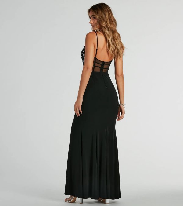 Josephine V-Neck Rhinestone Mermaid Formal Dress - Image 2