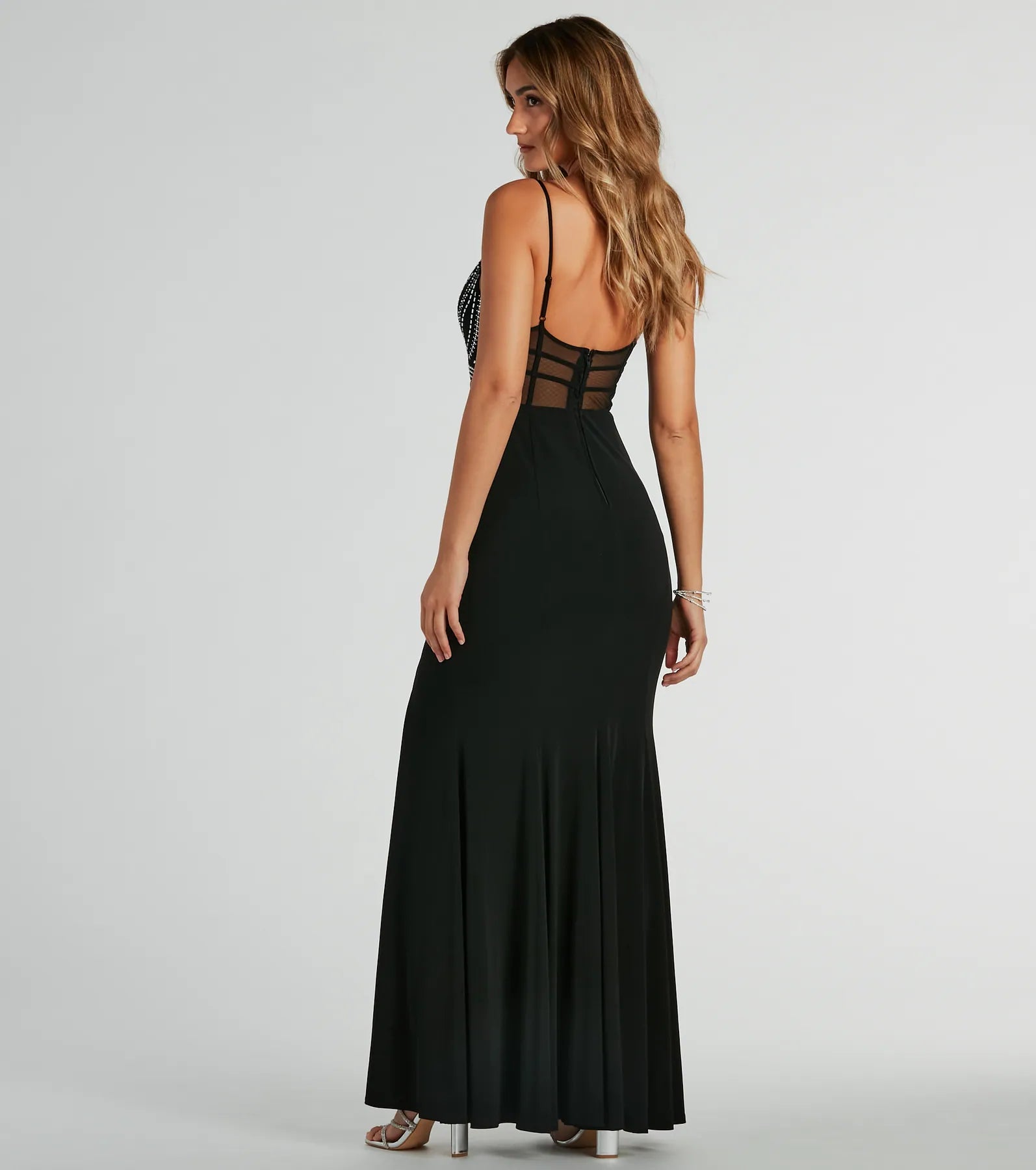 Josephine V-Neck Rhinestone Mermaid Formal Dress - Image 2