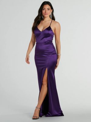 Abbey Rhinestone Strappy A-Line Satin Formal Dress