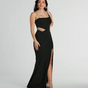 Angelique Rhinestone Mermaid Crepe Formal Dress