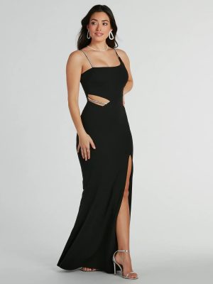 Angelique Rhinestone Mermaid Crepe Formal Dress