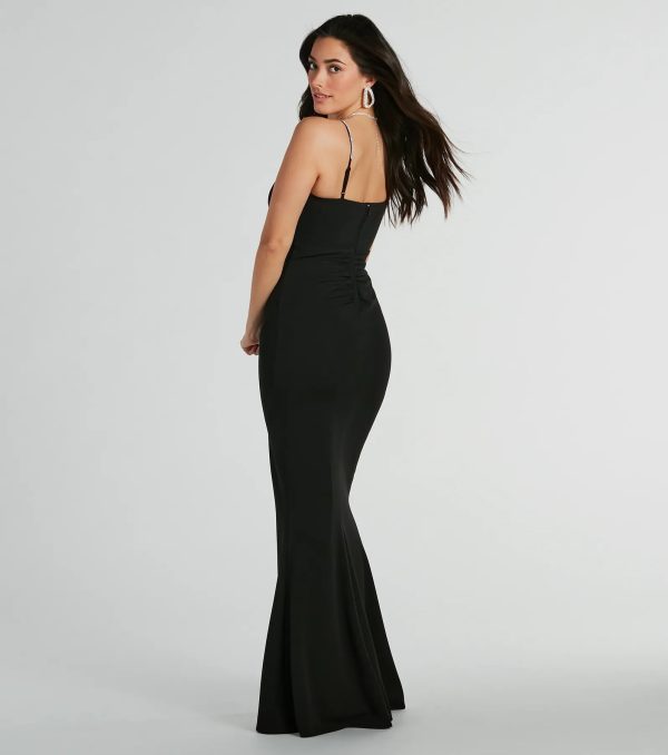 Angelique Rhinestone Mermaid Crepe Formal Dress - Image 2