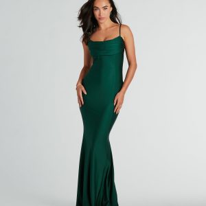Cassandra Cowl Neck Mermaid Long Formal Dress