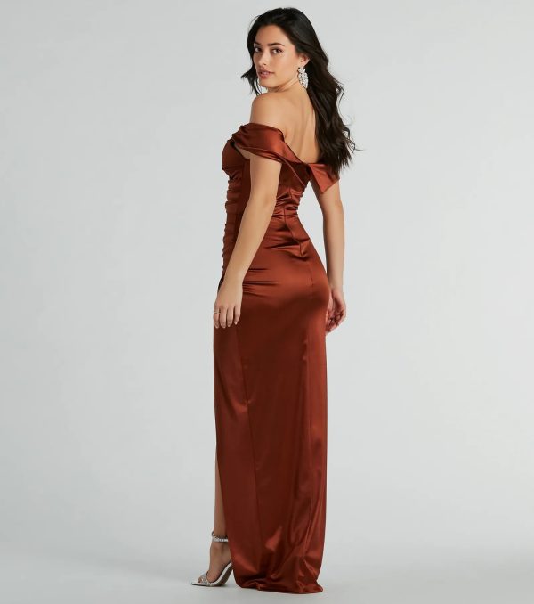 Maeva Formal Satin Off-The-Shoulder Dress - Image 2