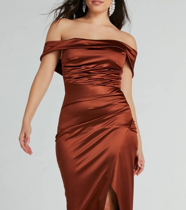 Maeva Formal Satin Off-The-Shoulder Dress - Image 3