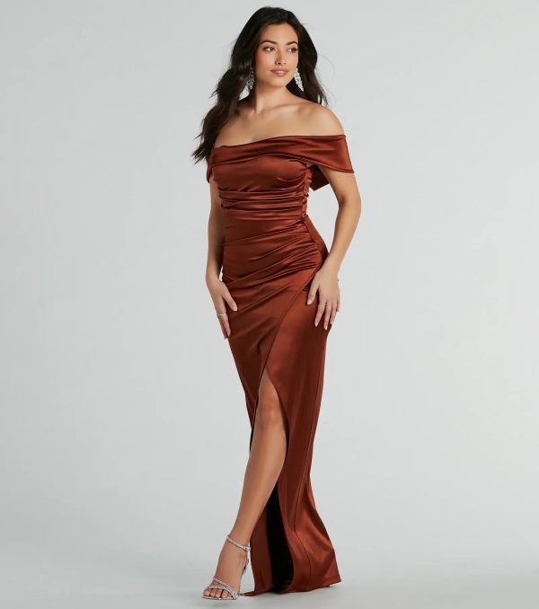 Maeva Formal Satin Off-The-Shoulder Dress - Image 4