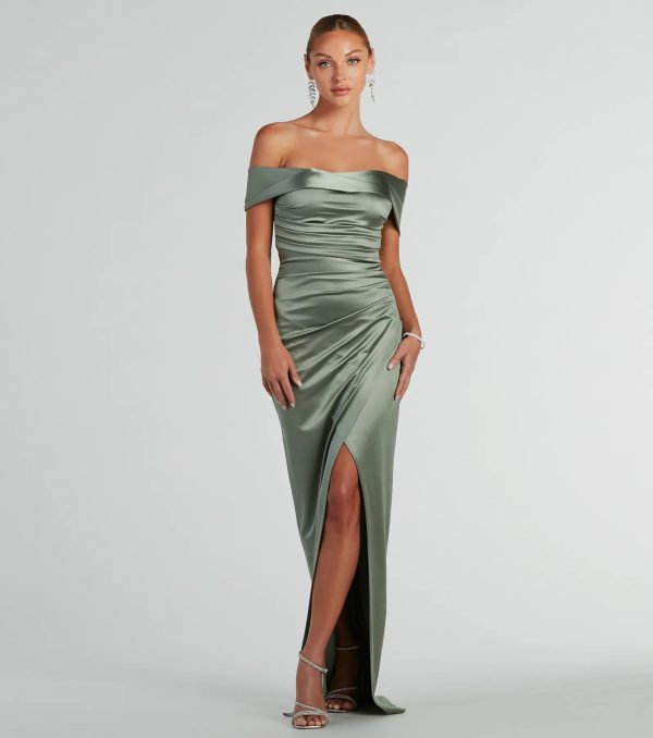 Maeva Formal Satin Off-The-Shoulder Dress - Image 9