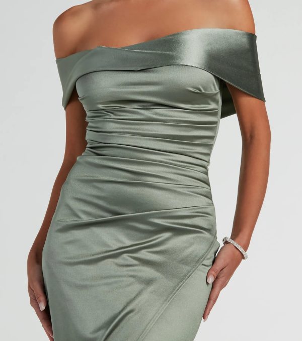Maeva Formal Satin Off-The-Shoulder Dress - Image 11