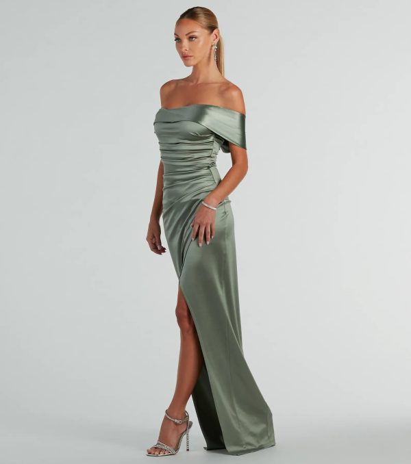 Maeva Formal Satin Off-The-Shoulder Dress - Image 12