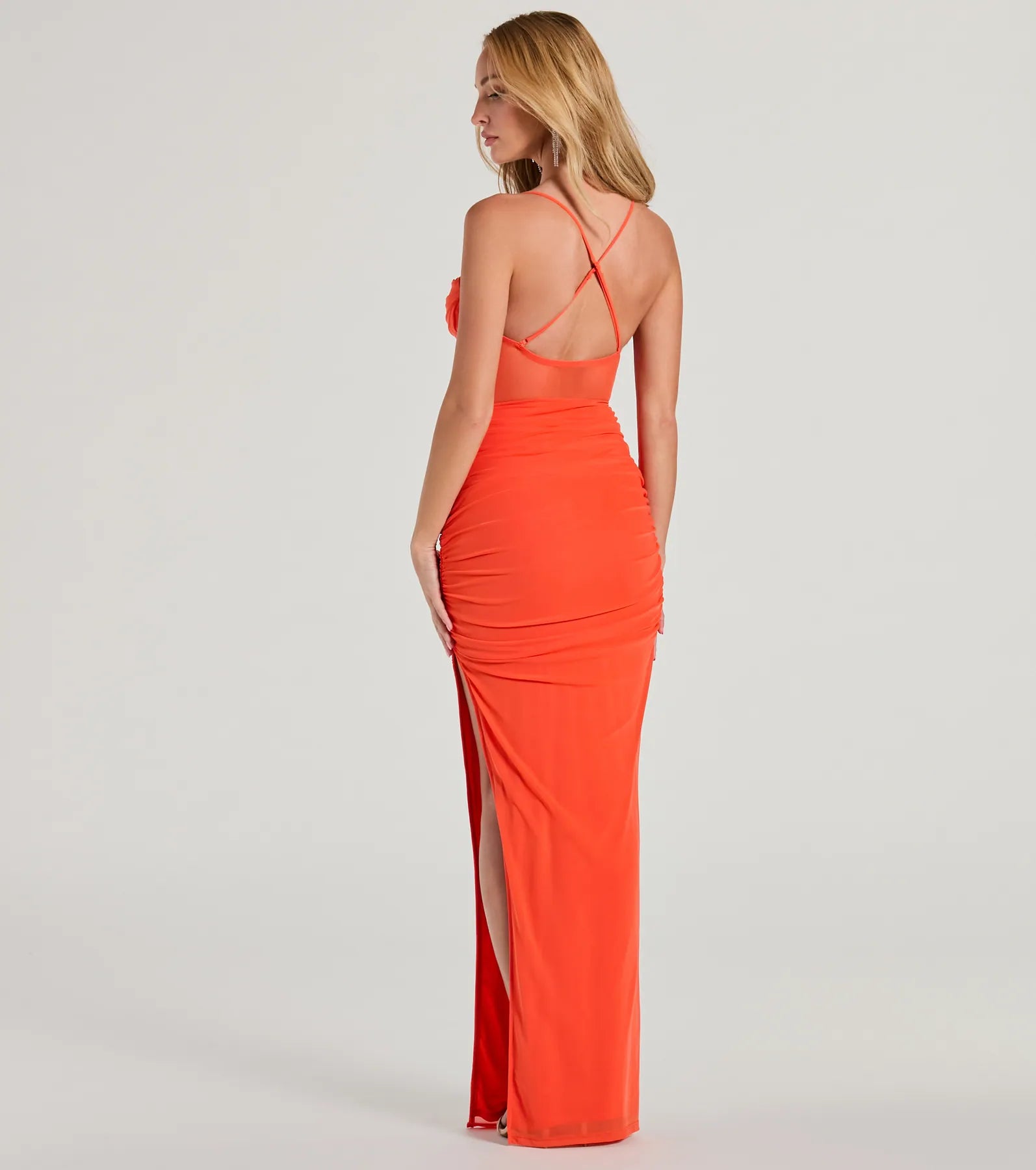 Rose Formal Mesh Corset Column Dress - Image 2