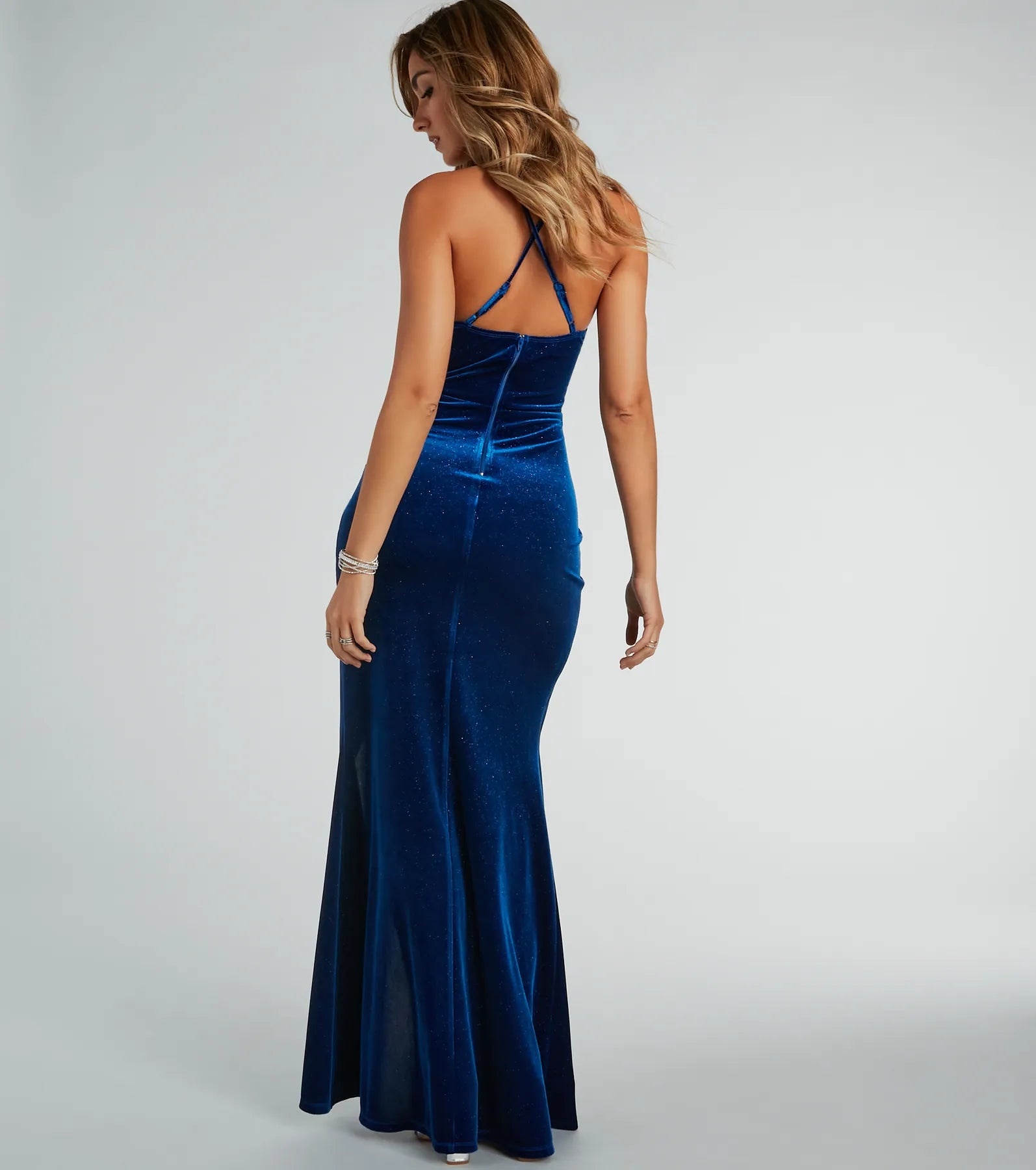 Alexis Bustier Mermaid Glitter Velvet Formal Dress - Image 2