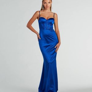 Jaiden Bustier Rhinestone Satin Formal Dress