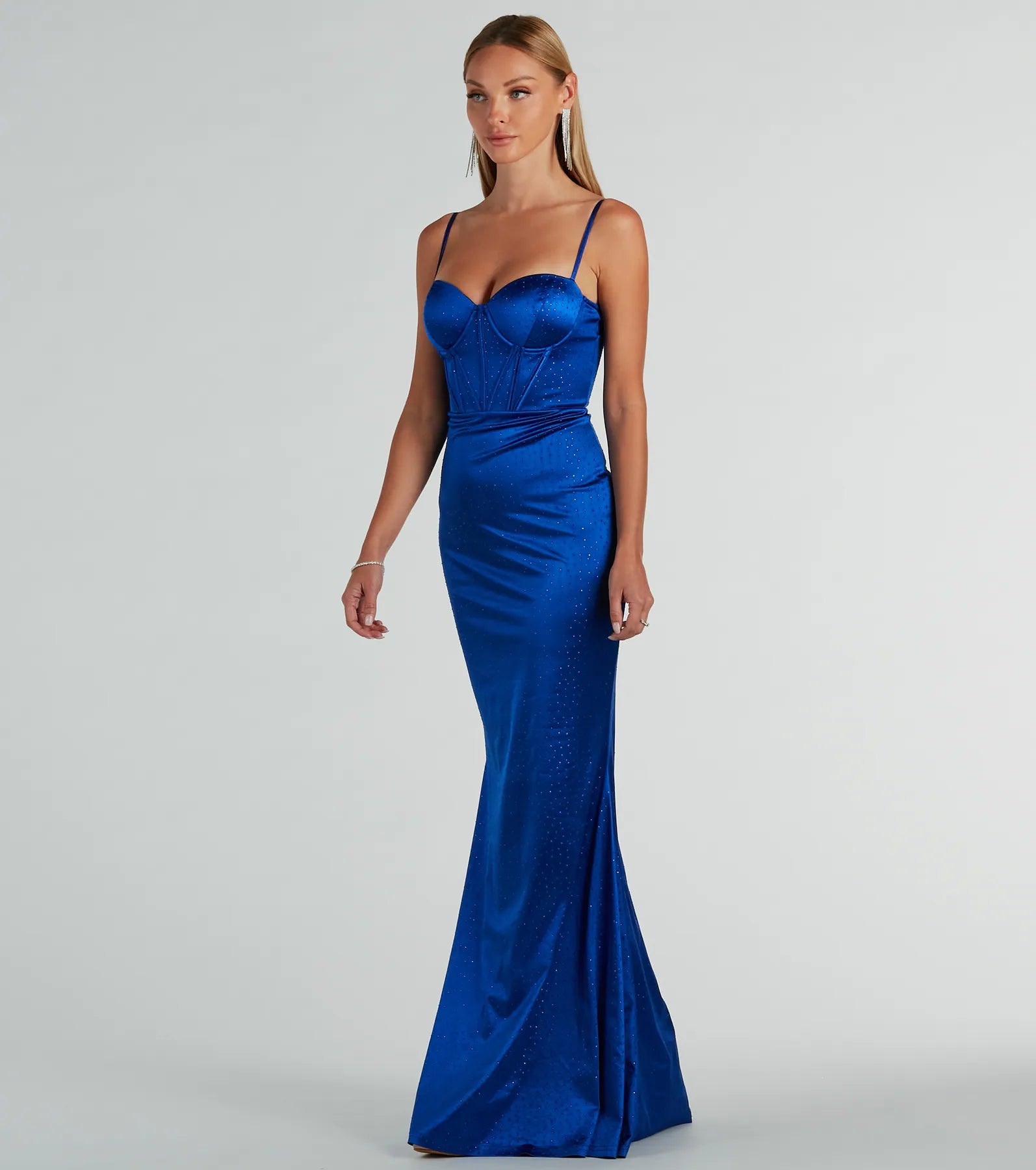 Jaiden Bustier Rhinestone Satin Formal Dress - Image 4