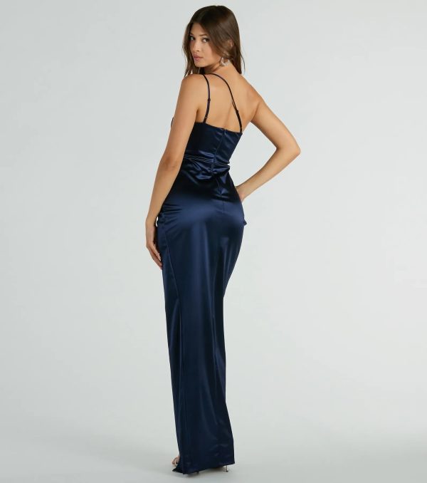 Trina One-Shoulder Slim Satin Formal Dress - Image 2