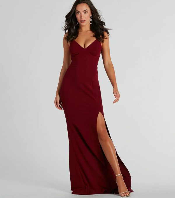 Nicolette Lace-Up Mermaid Crepe Formal Dress - Image 3
