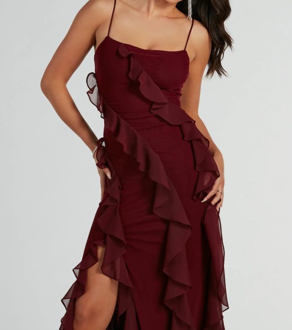 Sophia Lace-Up Ruffle Mermaid Mesh Formal Dress - Image 7