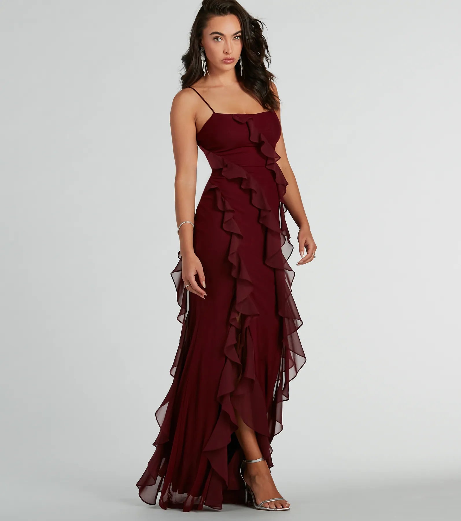Sophia Lace-Up Ruffle Mermaid Mesh Formal Dress - Image 8