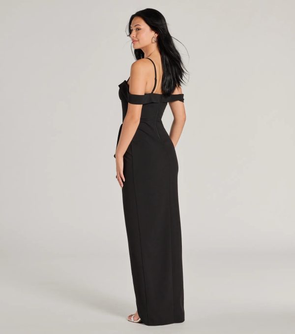 Bridget Off-The-Shoulder Slim Crepe Formal Dress - Image 2