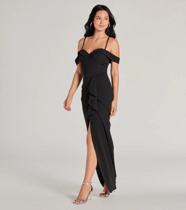 Bridget Off-The-Shoulder Slim Crepe Formal Dress - Image 4