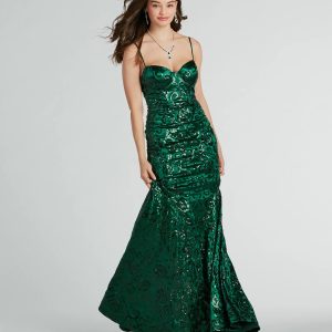 Tori Sweetheart Mermaid Sequin Satin Formal Dress