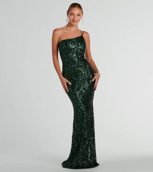 Sarah One-Shoulder Mermaid Sequin Formal Dress - Image 5