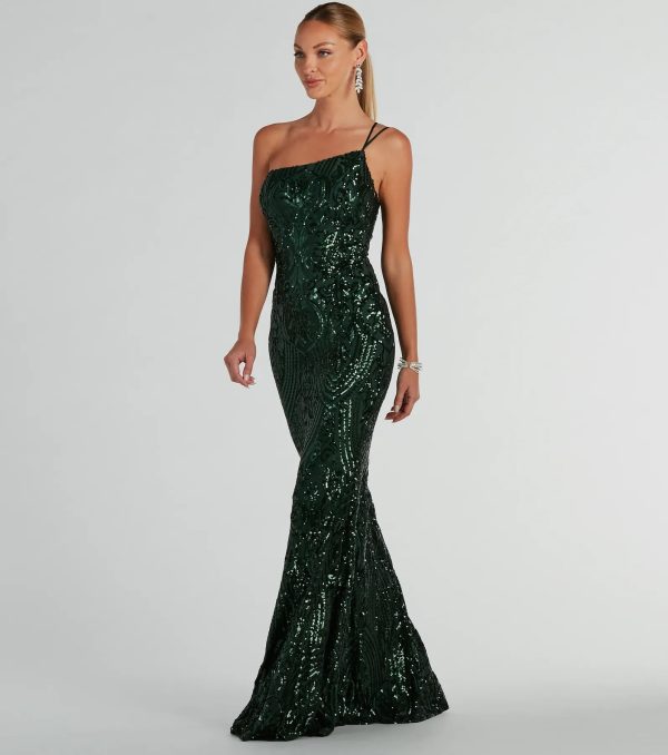 Sarah One-Shoulder Mermaid Sequin Formal Dress - Image 8