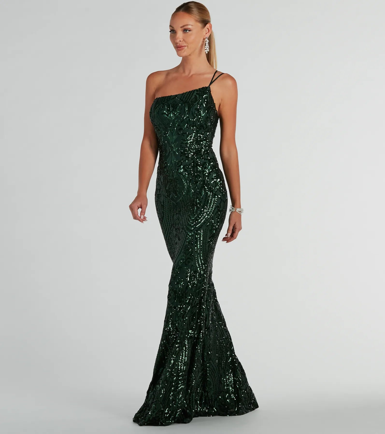 Sarah One-Shoulder Mermaid Sequin Formal Dress - Image 8
