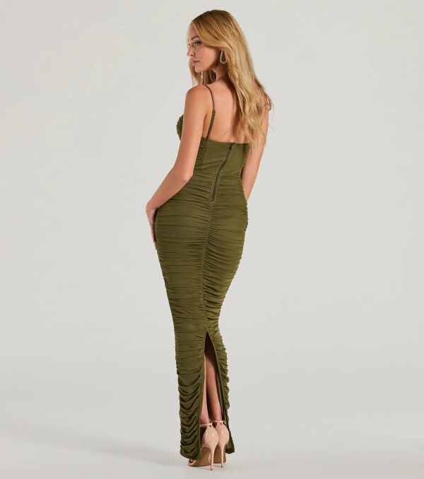Maria Sweetheart Ruched Slim Mesh Formal Dress - Image 2