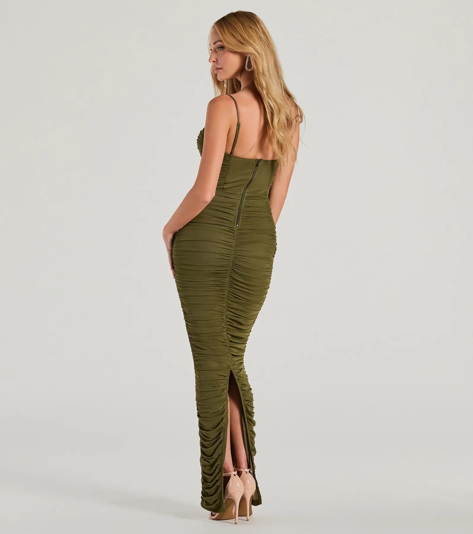 Maria Sweetheart Ruched Slim Mesh Formal Dress - Image 2