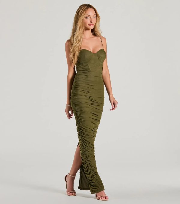 Maria Sweetheart Ruched Slim Mesh Formal Dress - Image 4