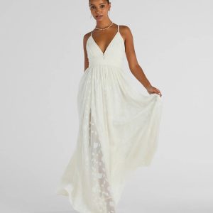 Arya V-Neck Strappy A-Line Floral Chiffon Formal Dress