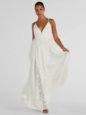 Arya V-Neck Strappy A-Line Floral Chiffon Formal Dress