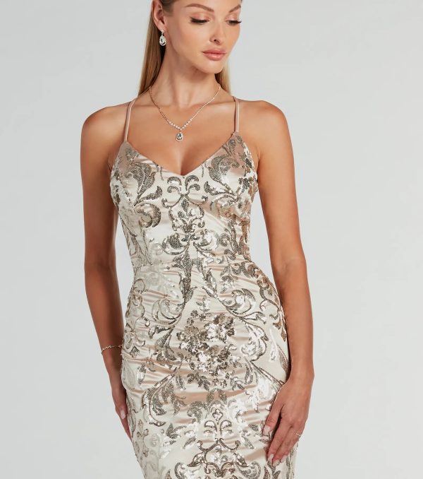 Holly Lace-Up Sequin Satin Formal Dress - Image 7