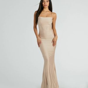 Francine Cowl Neck Bustier Mermaid Formal Dress