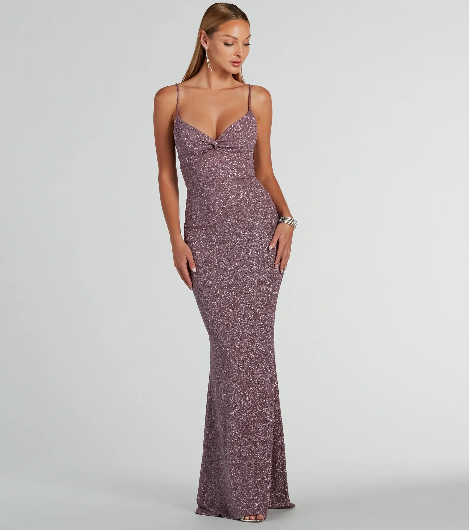Maleah Twist-Front Glitter Knit Mermaid Dress - Image 5