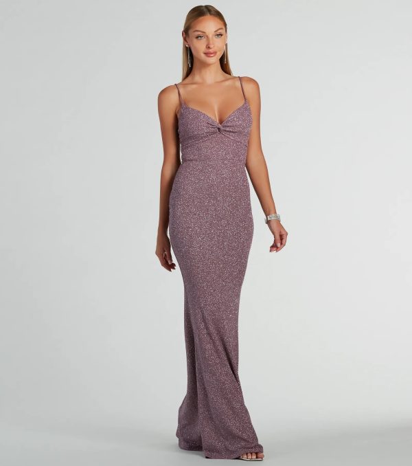 Maleah Twist-Front Glitter Knit Mermaid Dress - Image 8