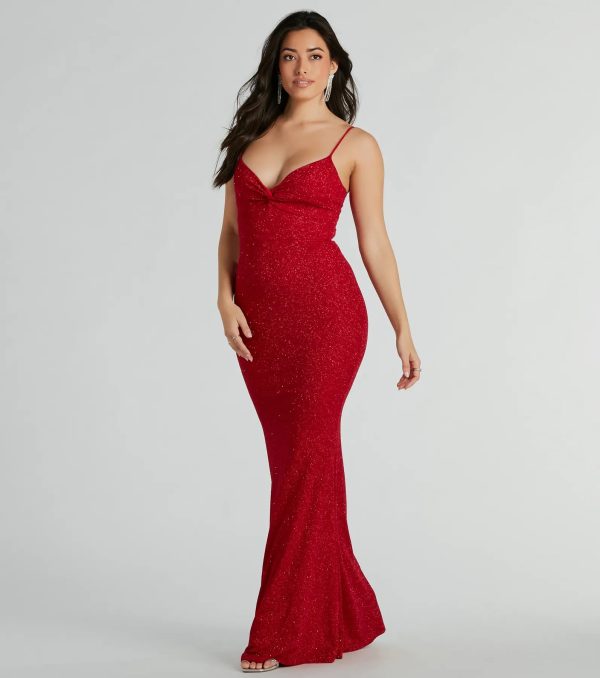 Maleah Twist-Front Glitter Knit Mermaid Dress - Image 10