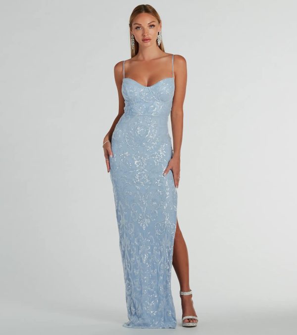 Elaina Bustier Slit Long Sequin Formal Dress - Image 5