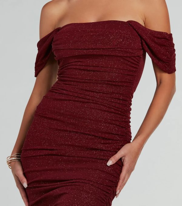 Kairi Off-The-Shoulder Glitter Mesh Formal Dress - Image 3