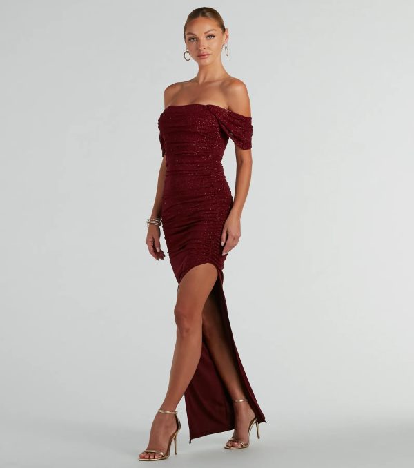 Kairi Off-The-Shoulder Glitter Mesh Formal Dress - Image 4