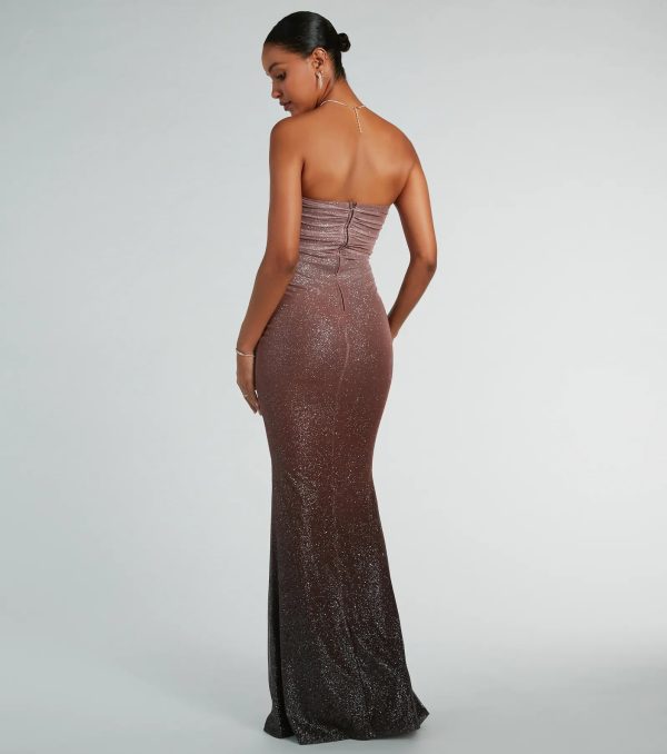 Farrah Strapless Mermaid Glitter Ombre Formal Dress - Image 2