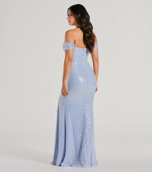 Kat Off-The-Shoulder Mermaid Sequin Formal Dress - Image 2