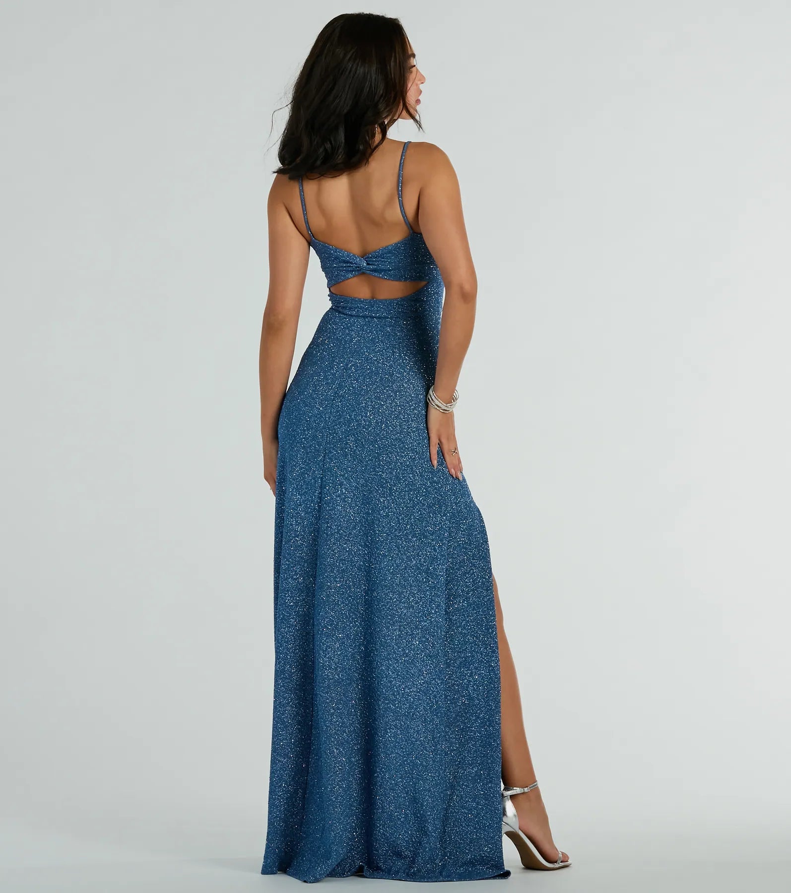 Elizabeth Cutout A-Line Slit Glitter Formal Dress - Image 6